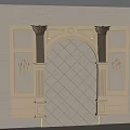 Elegant Bed Background Wall With Arch Design Decorative Columns And Wall Sconces 3d model