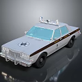 Classic Silver Police Car With Roof Lights Front Badge And Side Stripes