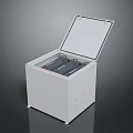 Durable White Equipment Enclosure with Open Lid and Internal Black Electronic Modules 3d model