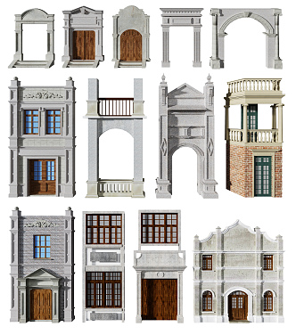 Jianou Gate Republic of China Building Door and Window Components 3d model