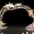 Mix Wanxianghui Event Archway with Curved Neon Lights and Colorful Floral Decor