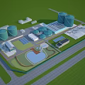 Industrial Plant Layout With Large Storage Tanks Buildings And Supporting Infrastructure