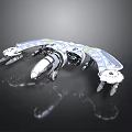 Futuristic Sci Fi Mechanical Drone With Multiple Metallic Arms And Glossy Surface 3d model