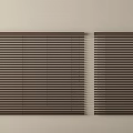 Two Brown Blinds Hanging Side by Side on Light Colored Wall 3d model