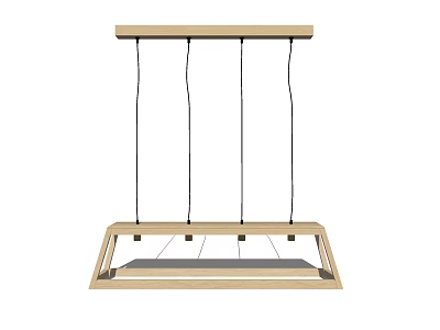 Modern Rectangular Wooden Frame Chandelier With Multiple Hanging Cords And LED Light Panel 3d model