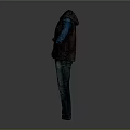Gray Vest Blue Shirt And Jeans Displayed With Arms Outstretched On Gradient Gray Background