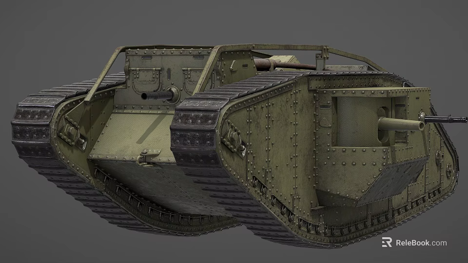 Vintage Military Tank With Heavy Tracks And Metal Armor Structure 3d model 