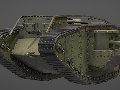 Vintage Military Tank With Heavy Tracks And Metal Armor Structure 3d model