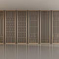 Modern Wooden Screens With Various Lattice Patterns Arranged In A Row 3d model