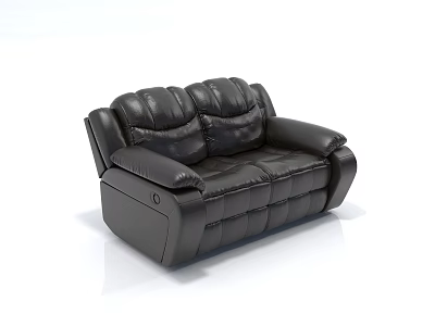 Black Leather Two Seater Reclining Sofa With Modern Design For Living Room 3d model