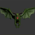 Fantasy Mythical Green Dragon Creature With Antler Like Horns And Wings