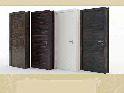 Modern Hinged Doors With Various Wood Grain And Solid Color Designs For Home Interior 3d model