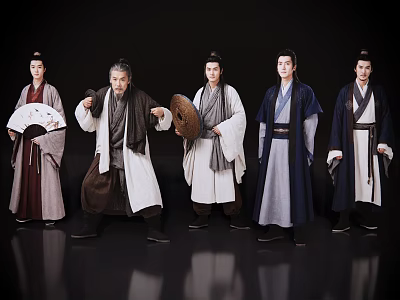 2D martial arts costume figure antique man martial arts costume figure 3d model