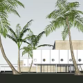 Modern Detached Villa With Palm Trees Waterfront View White Exterior Circular Windows