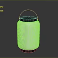 Modern White Ribbed Decorative Lantern With Black Handle And Base Design 3d model