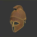 Ancient Weapon Helmet With Copper Finish Red Plume Decoration Shiny Metallic Surface Spartan Face Guard
