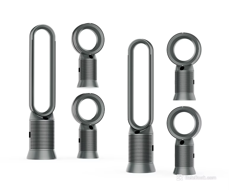 Modern Bladeless Air Cooler Fans With Various Sizes And Sleek Design 3d model 
