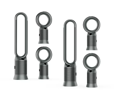 Modern Bladeless Air Cooler Fans With Various Sizes And Sleek Design 3d model