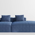 Modern Blue Sectional Sofa With Two Cushions And Comfortable Fabric Design 3d model