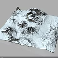 Detailed Snowy Mountain Terrain Model Featuring Multiple Peaks And Ridges