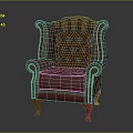 Classic Red Leather Wingback Chair With Tufted Buttons And Wooden Legs