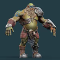 Game and Movie Character With Green Skin Large Beard Armor And Skull Decoration