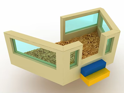 Fun Playground Equipment With Beige Frame Glass Windows Sandpit And Blue Yellow Steps 3d model