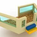 Fun Playground Equipment With Beige Frame Glass Windows Sandpit And Blue Yellow Steps