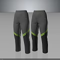 Gray Athletic Sports Pants With Neon Yellow Side Stripes For Active Wear