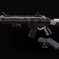 Tactical Assault Rifle With Black White Finish And Tactical Magazine Accessories