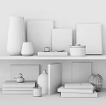 Minimalist Decorative Ornament Combination With Vases Books Frames And Candle Holders
