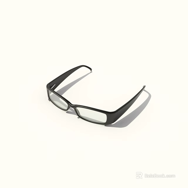 Stylish Black Frame Glasses With Clear Lenses On White Background 3d model 