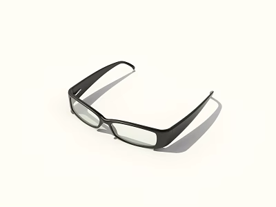 Stylish Black Frame Glasses With Clear Lenses On White Background 3d model