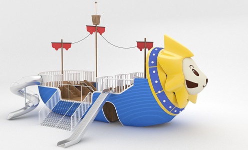 No Power Slide Pirate Ship Little Lion Slide 3d model