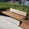 Stylish Tree Pit Design Featuring Wooden Bench Grass Lighting And Paved Ground 3d model