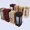 Collection of Public Phone Booths Featuring Various Colors and Different Materials