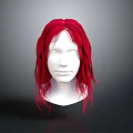 Realistic White Head Model Display With Long Red Curly Hair