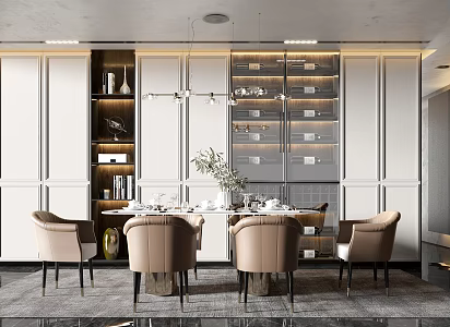 Light Luxury Dining Table and Chair Combination 3d model