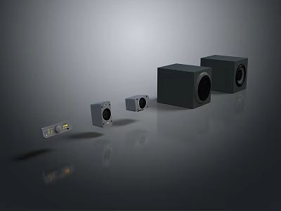 Computer Multimedia Speaker System With Different Sizes And Black Gray Design 3d model