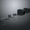Computer Multimedia Speaker System With Different Sizes And Black Gray Design 3d model