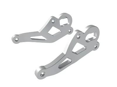 Pair of Silver Metal Brackets With Geometric Design And Mounting Holes 3d model