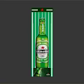 Budweiser Green Beer Bottle Placed in Transparent Display Rack with Brand Logo