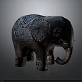 Handcrafted Wooden Elephant Statue With Intricate Carvings Decorative Ears And Ornate Legs
