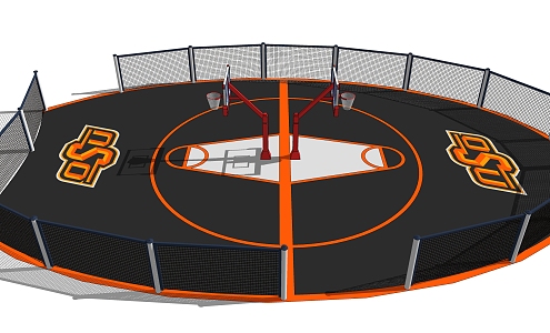 Modern Basketball Court Children's Basketball Court Basketball Rack 3d model