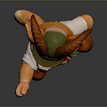 Cute Cartoon Goat Character Wearing Traditional Costume Green Hat Thumbs Up Gesture
