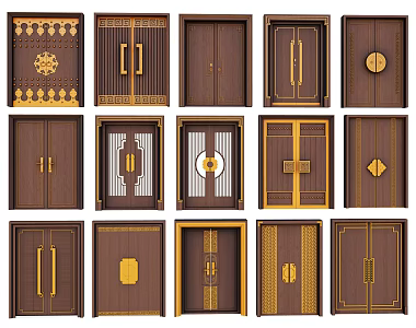 Chinese Double Door Entrance Door Security Door Swing Door Mother Door Wooden Door Bedroom Door Villa Courtyard Door 3d model