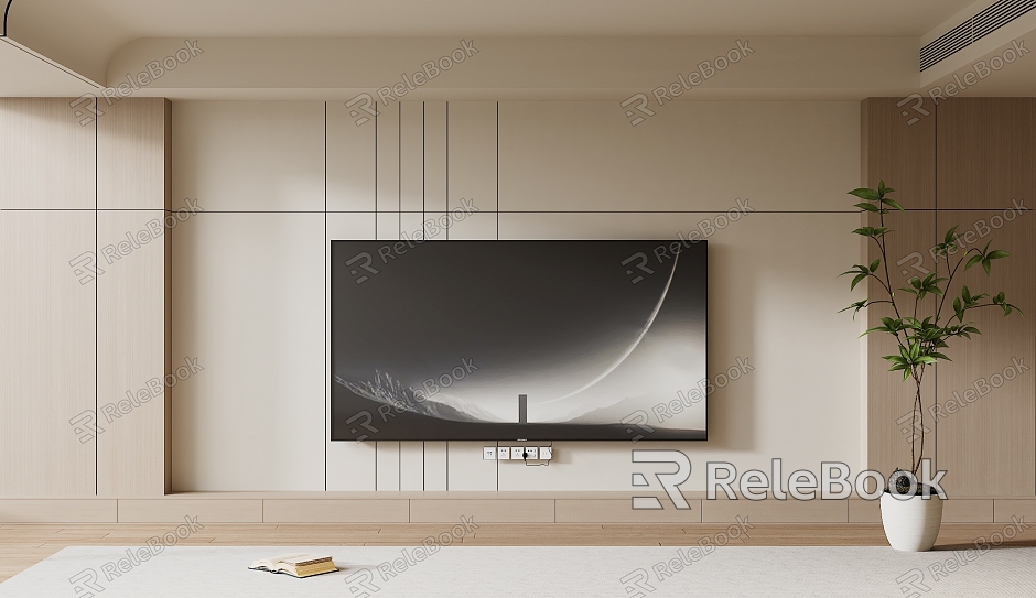 Modern TV Background Wall Cream Style TV Background Wall TV Cabinet TV model