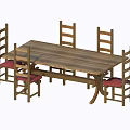 Classic Wooden Dining Table and Chairs Set with Padded Seats and Sturdy Structure