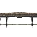 Elegant Leopard Print Upholstered Bench With Black Legs And Gold Accents On Gray Floor