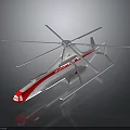 Red And White Modern Space Rotorcraft With Multiple Rotors Sleek Design